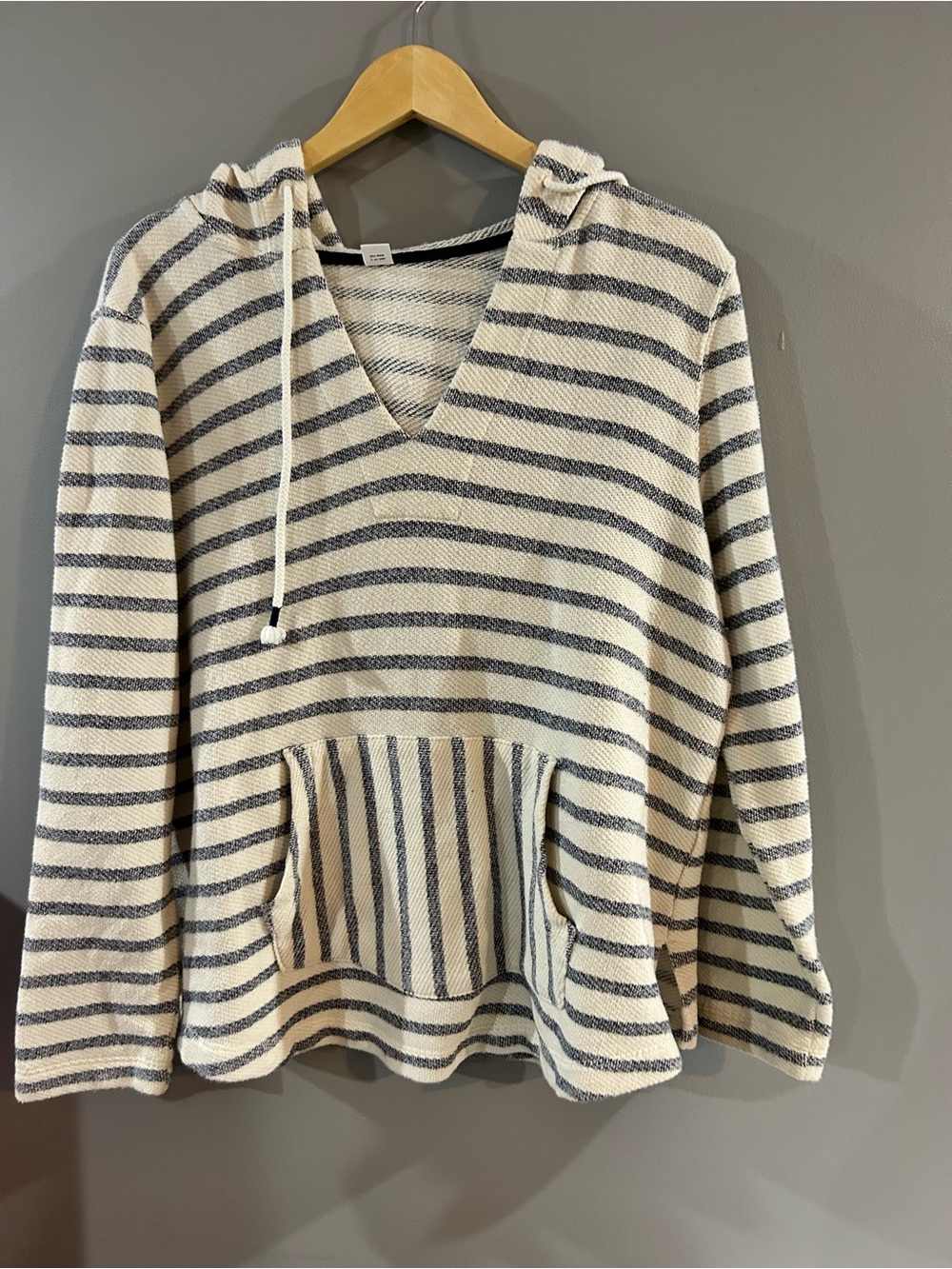 Old Navy Cream and Navy Striped Hooded Pullover